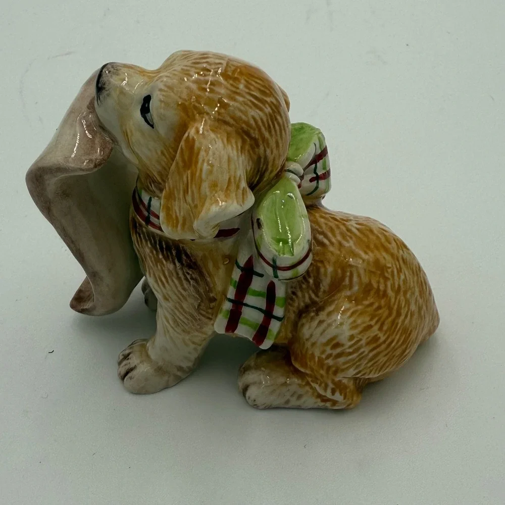 Fitz and Floyd Dear‎ Santa Puppy Dog Figurines Set of 3 Christmas Holiday Decor